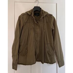 Lucky Brand Military Jacket Green Full Zip Hood Long Sleeve Pockets S